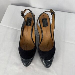 Clarks Artisan Pump Heel Active Air Navy Blue Suede n Leather.